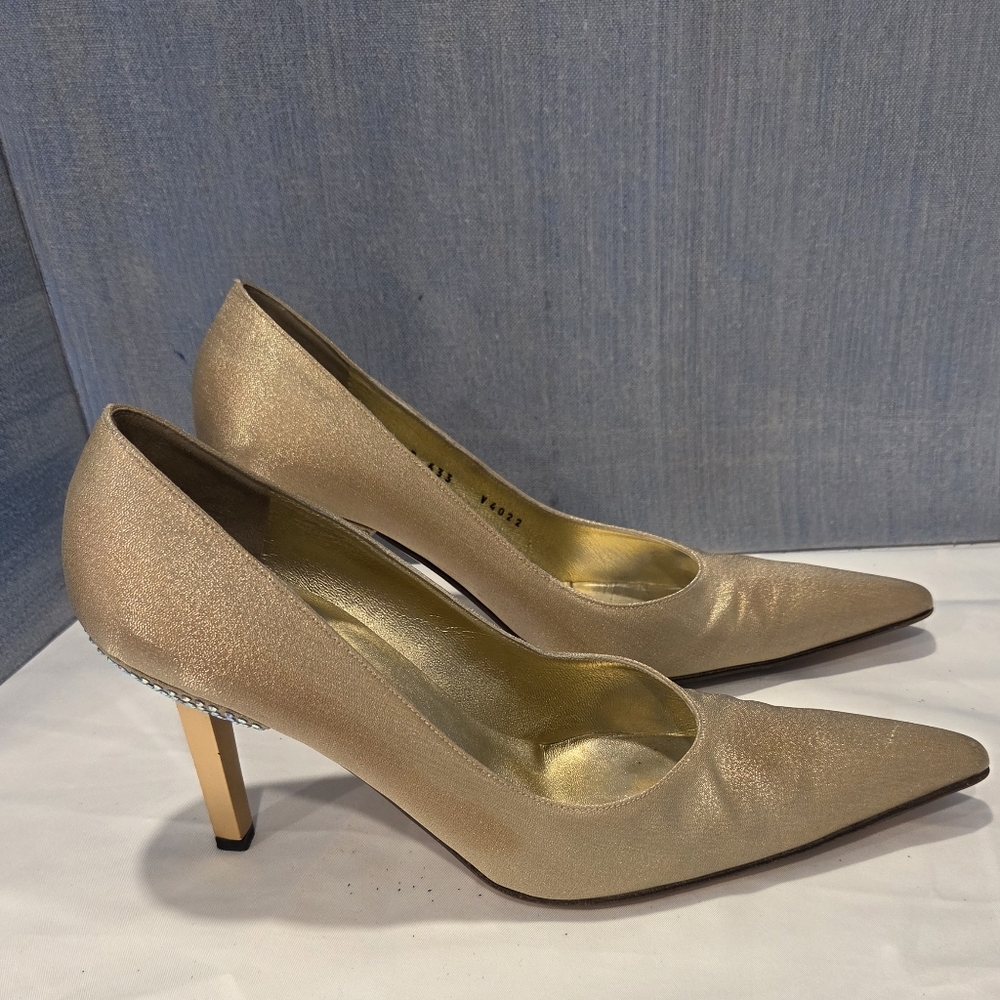 St.John Gold Satin Iridescent Heels